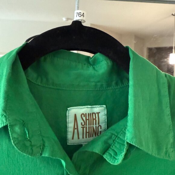 A Shirt Thing Green Button Up Long Sleeve Blouse Size XS - Picture 3 of 6